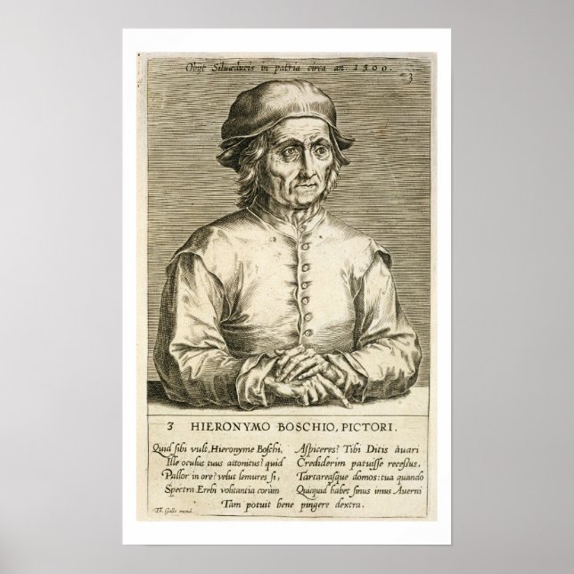 Póster Retrato de Hieronymus Bosch (c.1450-1516) placa 3 (Frente)