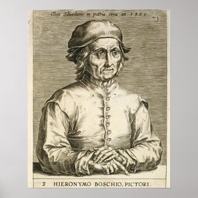 Póster Retrato de Hieronymus Bosch (c.1450-1516) placa 3 (Frente)