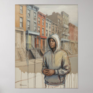 Póster Retrato de hombre de Harlem con capucha