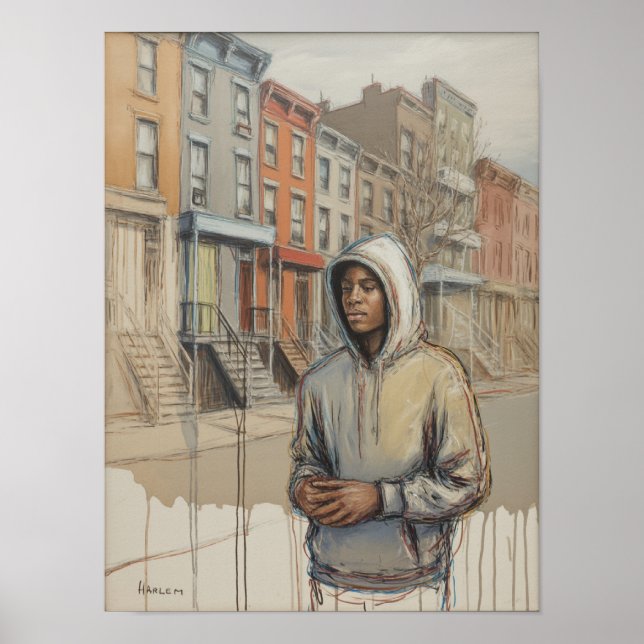 Póster Retrato de hombre de Harlem con capucha (Frente)