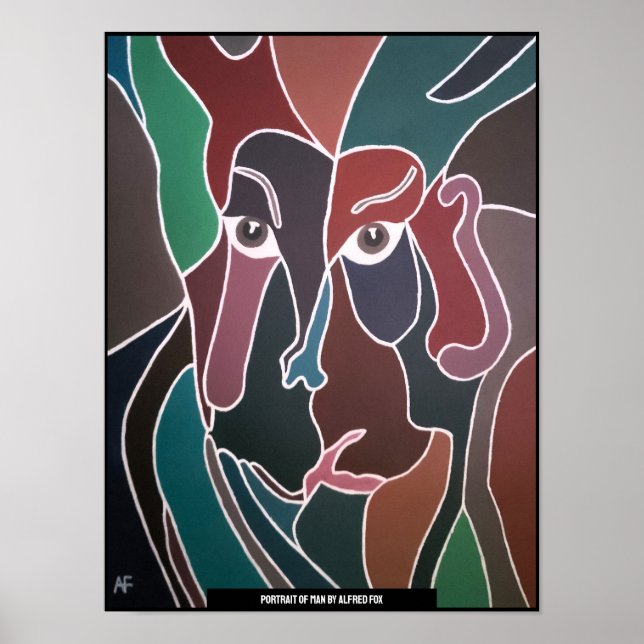 Póster Retrato de hombre pintado por Alfred Fox (Frente)