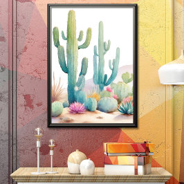 Póster Retrato de Ilustracion del desierto de acuarela