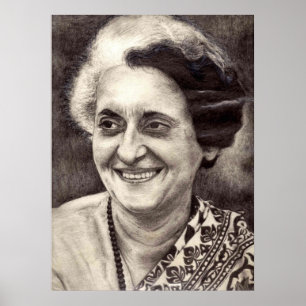 Póster Retrato de Indira Gandhi