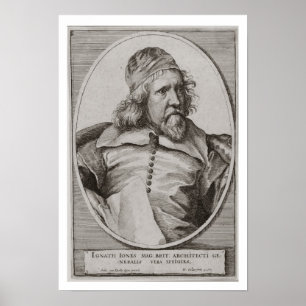 Póster Retrato de Inigo Jones (1573-1652) grabado por We