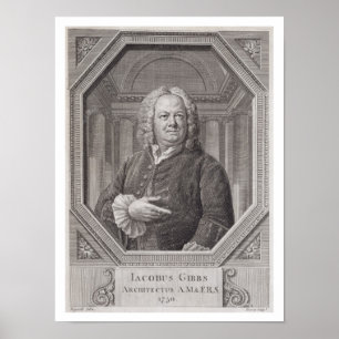 Póster Retrato de James Gibbs (1682-1754) de los 'planes,