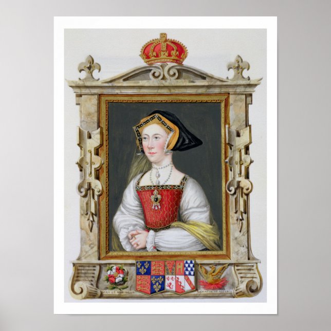 Póster Retrato de Jane Seymour (c.1509-37) 3ª Reina de (Frente)