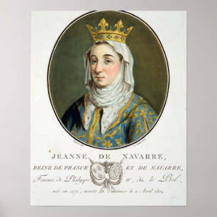 Póster Retrato de Jeanne de Navarra (1271-1304), 1788 (c