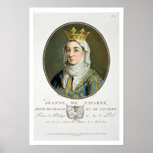 Póster Retrato de Jeanne de Navarre (1271-1304), 1788 (c)
