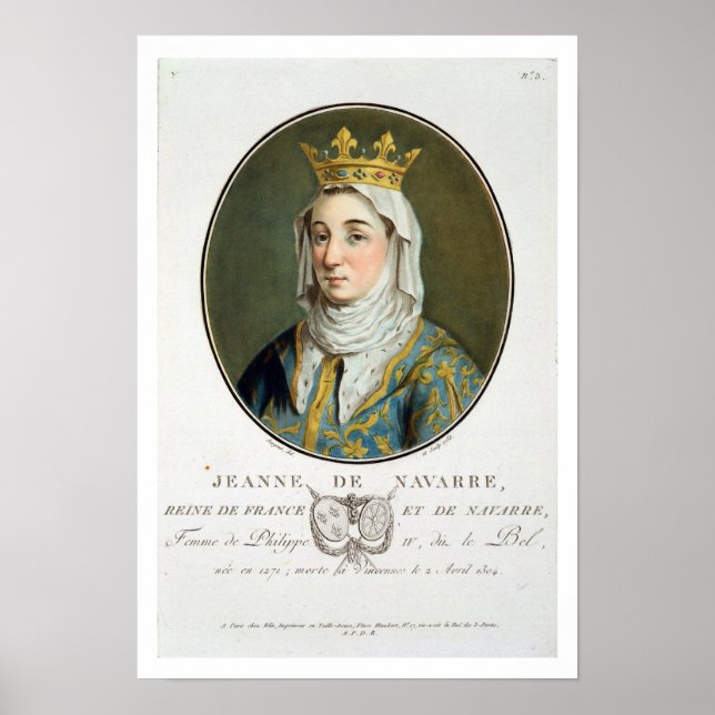 Póster Retrato de Jeanne de Navarre (1271-1304), 1788 (c) (Frente)
