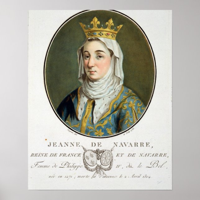 Póster Retrato de Jeanne de Navarre (1271-1304), 1788 (c) (Frente)