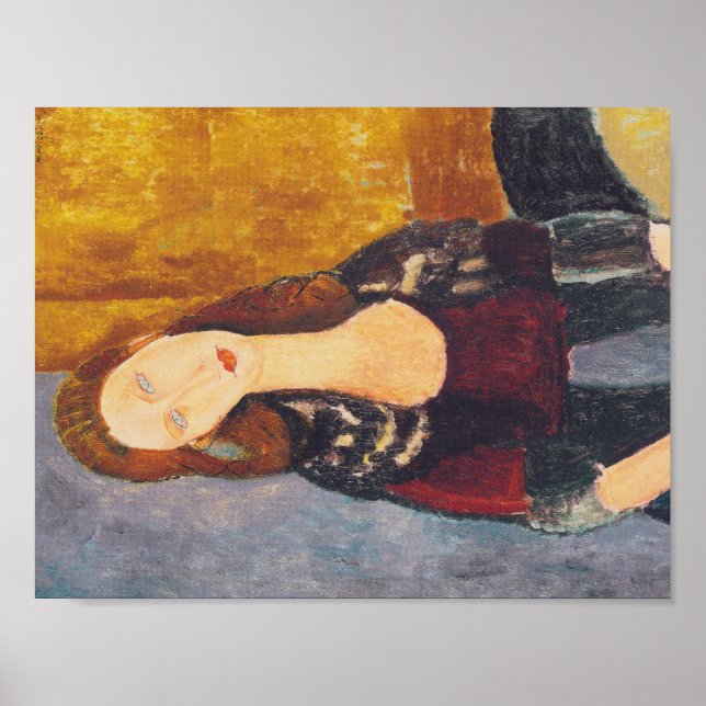 Póster Retrato de Jeanne Hebuterne de Amedeo Modigliani (Frente)