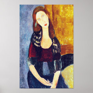 Póster Retrato de Jeanne Hebuterne, Modigliani