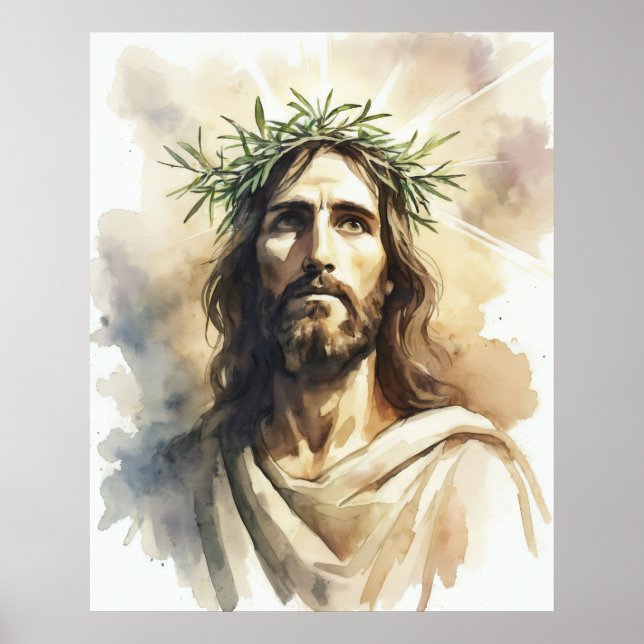 Póster Retrato de Jesucristo con corona de rama de olivo (Frente)