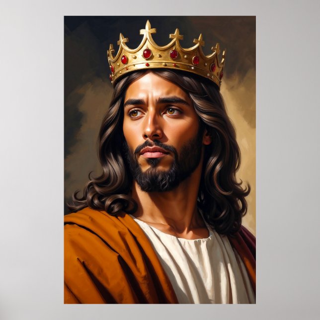 Póster Retrato de Jesús usando una corona de oro (Frente)