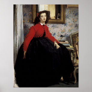 Póster Retrato de Jeune Femme en Veste Rouge
