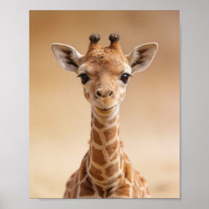 Póster Retrato de jirafa bebé – Pared de animal lindo par