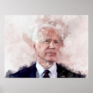 Póster Retrato de Joe Biden en acuarela
