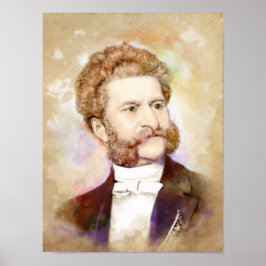 Póster Retrato de Johann Strauss (hijo) al estilo acuarel