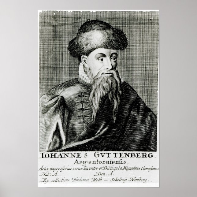 Póster Retrato de Johannes Gutenberg (Frente)