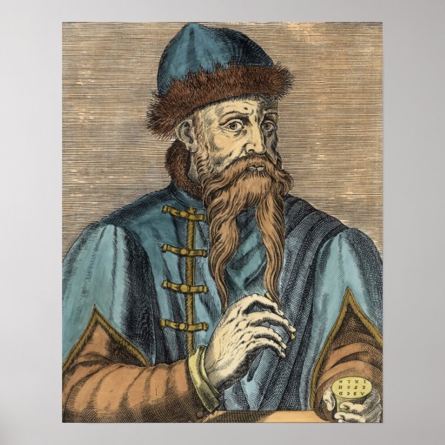 Póster Retrato de Johannes Gutenberg (Frente)
