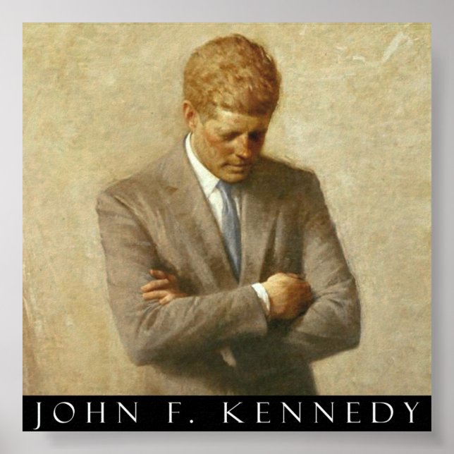 Póster Retrato De John F. Kennedy Sobre Lienzo (Frente)