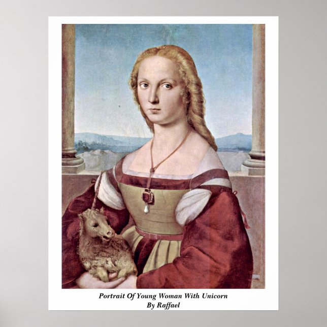 Póster Retrato De Joven Con Unicornio De Raffael (Frente)