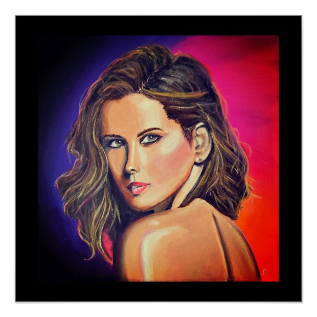 Póster Retrato de Kate Beckinsale en el estilo del arte p (Anverso)