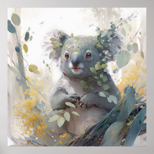 Póster Retrato de Koala Pintura de animales salvajes al a