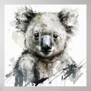 Póster Retrato de Koala Pintura de animales salvajes al a