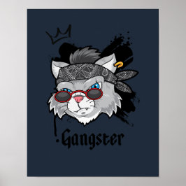Póster Retrato de la calle Gangster Cat