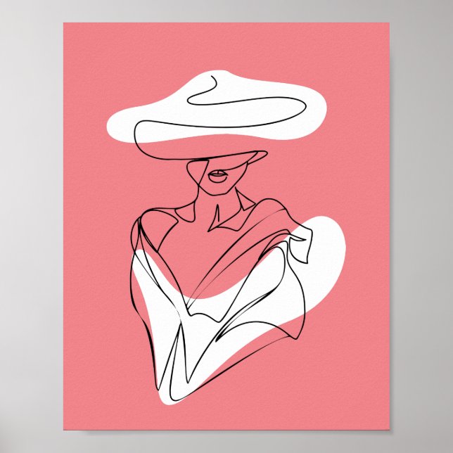 Póster Retrato de la dama de moda Line-Art (Frente)