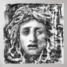 Póster Retrato De La Diosa Antigua Medusa En Gris