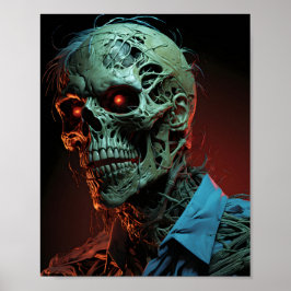 Póster Retrato De La Espeluznante Zombie De Halloween