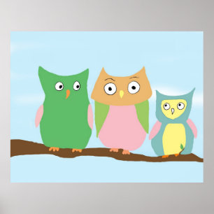 Póster Retrato de la familia de búho grande