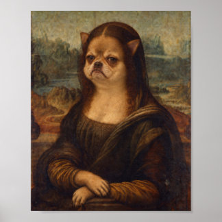 Póster Retrato de la Mona Lisa renacentista con Chihuahua