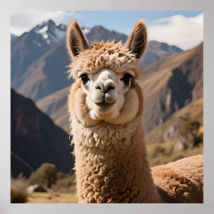 Póster Retrato de la montaña de la llama curiosa