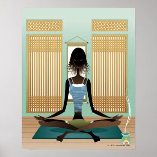 Póster Retrato de la mujer joven que hace yoga