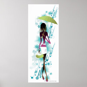 Póster Retrato de la mujer joven que sostiene el monedero