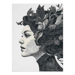 Póster Retrato de la naturaleza monocromática musa botáni