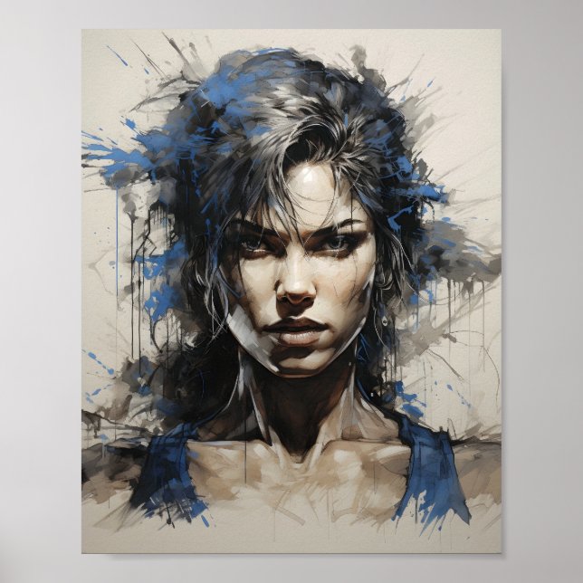 Póster Retrato De La Pluma Y El Esbozo De La Tinta De La  (Frente)