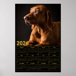 Póster Retrato de Labrador Retriever con calendario 2026