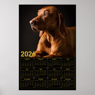 Póster Retrato de Labrador Retriever con calendario 2026