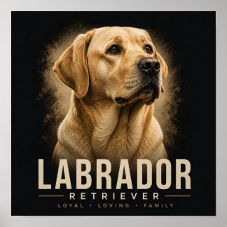 Póster Retrato de Labrador Retriever Perro Fiel de Famili