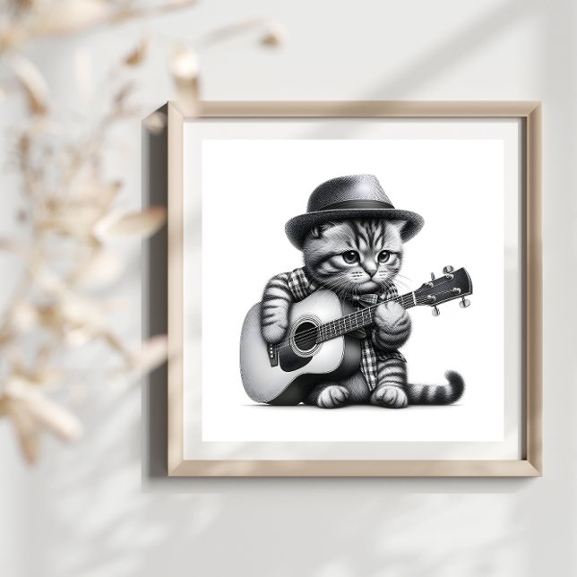 Póster Retrato de lápiz de guitarra acústica Gorra de cam (Subido por el creador)