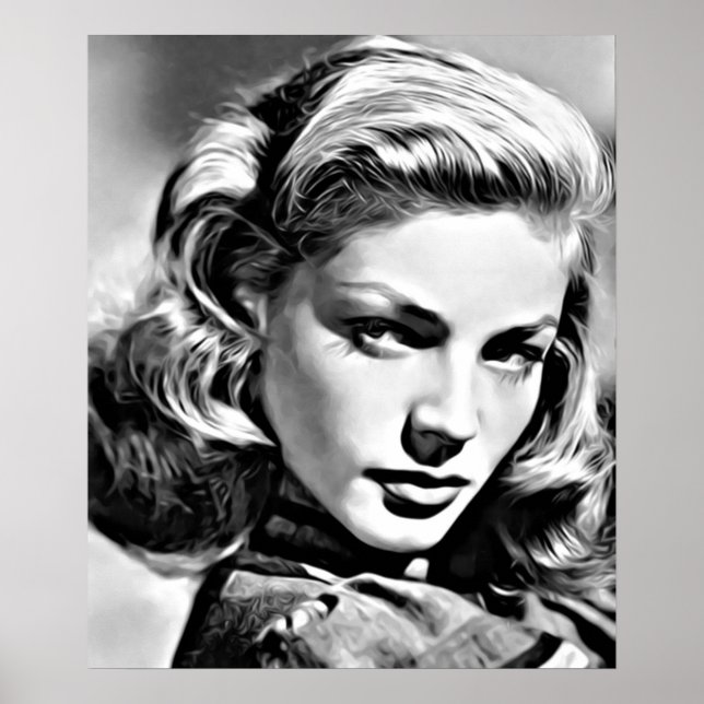 Póster Retrato de Lauren Bacall, famosa actriz estadounid (Frente)