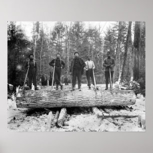 Póster Retrato de Leñadores, 1890. Foto Antigua