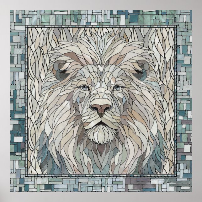 Póster Retrato de león Mosaic Art (Frente)