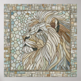 Póster Retrato de león Mosaic Art