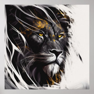 Póster Retrato de león pintura animal aventura de vida sa