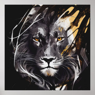 Póster Retrato de león pintura animal aventura de vida sa